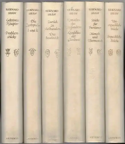 Shaw, [George] Bernard: Gesammelte dramatische Werke.  Autorisierte Deutsche Übersetzung von Siegried Trebitsch. Neue, vom Übersetzer durchgesehene Auflage. [12 Bände in 6:] [1] Unerquickliche Stücke.. 