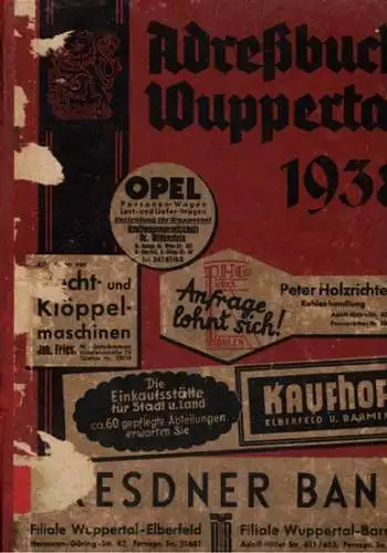 Adressbuch Wuppertal 1938. Nach amtlichen Unterlagen, eigenen Ermittlungen und nach der für das ganze Stadtgebiet vorgenommenen eigenen Personenstandsaufnahme bearbeitet. Ausgabe: Mai 1938
 Wuppertal, Verlag [der] Buchdruckereien Born, 1938. 