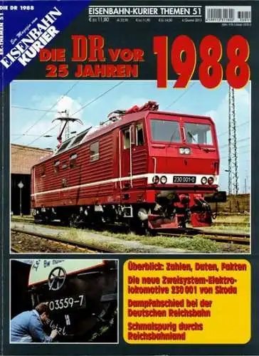 Eisenbahn-Kurier Themen 51. Ein Magazin vom Eisenbahn Kurier. Die DR vor 25 Jahren. 1988. [= EK-Themen 51 - Die DR 1988]
 Freiburg, EK-Verlag (Eisenbahn-Kurier), 4. Quartal 2013. 