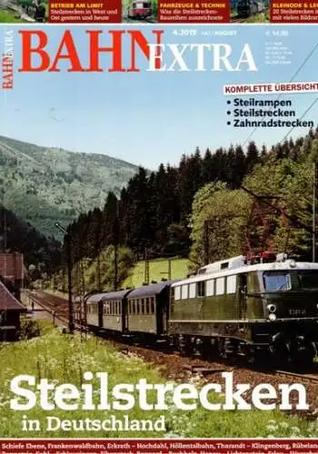 Bahn Extra 4.2019. 30. Jahrgang - Nummer 161. Steilstrecken in Deutschland. Komplette Übersicht: Steilrampen - Steilstrecken - Zahnradstrecken
 München, GeraMond Verlag, Juli/August 2019. 