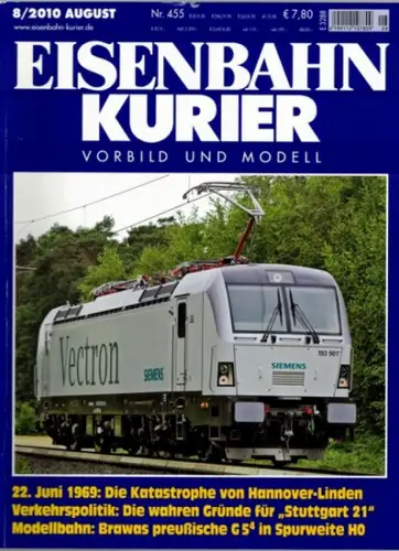 Eisenbahn Kurier. Vorbild und Modell. 44. Jahrgang. Nr. 455. 8/2010
 Freiburg, EK-Verlag, August 2010. 