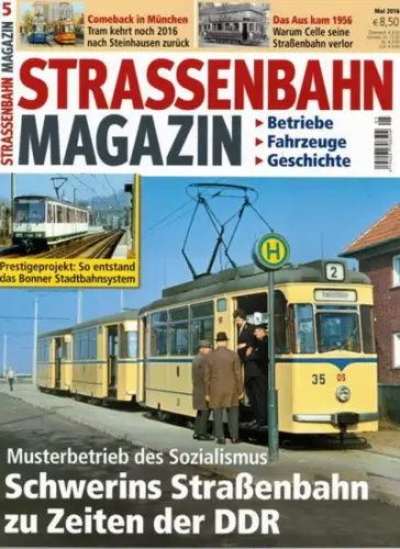 Straßenbahn Magazin. Betriebe - Fahrzeuge - Geschichte. Europas größte Straßenbahn-Zeitschrift. 5/2016. Musterbetrieb des Sozialismus. Schwerins Straßenbahn zu Zeiten der DDR
 München, GeraMond, Mai 2016. 