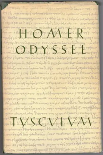 Homer [Homerus]: Odyssee. Griechisch und deutsch. Übertragung von Anton Weiher. Mit erläuterndem Anhang und Namenverzeichnis. 1.-5. Tausend. [= Tusculum-Bücherei]
 [München], Ernst Heimeran Verlag, 1955. 