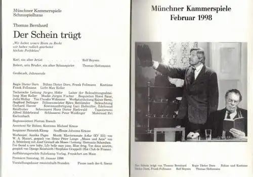 Thomas Bernhard - Der Schein trügt. [Programmheft]
 München, Münchner Kammerspiele Schauspielhaus, Januar 1998. 