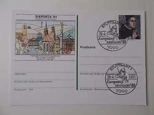 Bund Sonderpostkarte Naposta Stuttgart 1981