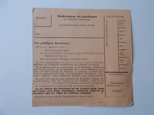 Paketkarte 521 Uelzen gelaufen 1962