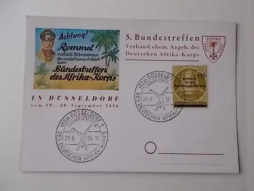 Postkarte 5. Bundestreffen des Afrika-Korps 1956