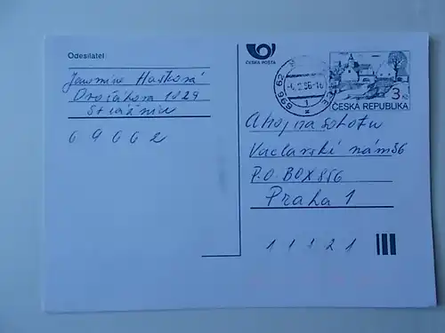 Tschechei Postkarte gelaufen 1996