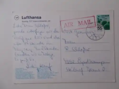 Lufthansa Boing 707 Intercontinental Jet gelaufen 1975 von Japan nach Deutschland