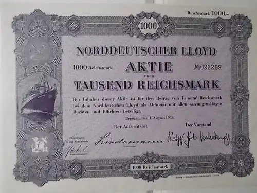 Aktie Norddeutscher LLOYD