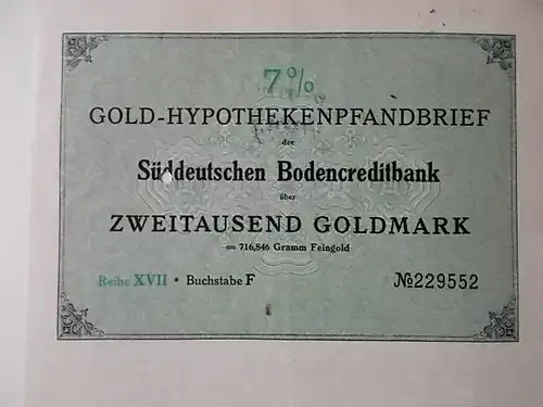 Gold-Hypothekenpfandbrief Süddeutsche Bodencreditbank
