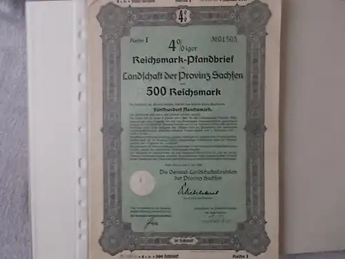 Reichsmark-Pfandbrief Landschaft der Provinz Sachsen