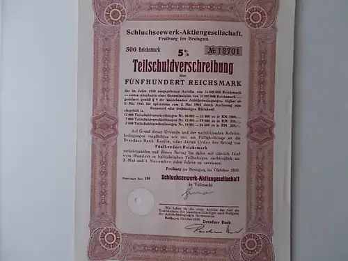 Teilschuldverschreibung Schluchseewerk Aktiengeseeschaft