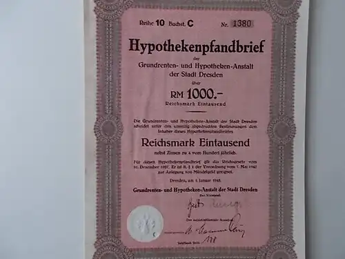 Grundrenten und Hypotheken-Anstalt Dresden 1943