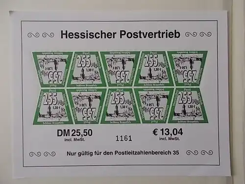 Hessischer Postvertrieb Kleinbogen postfrisch