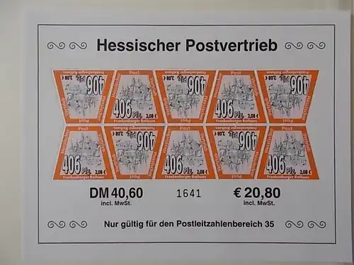 Hessischer Postvertrieb Kleinbogen postfrisch