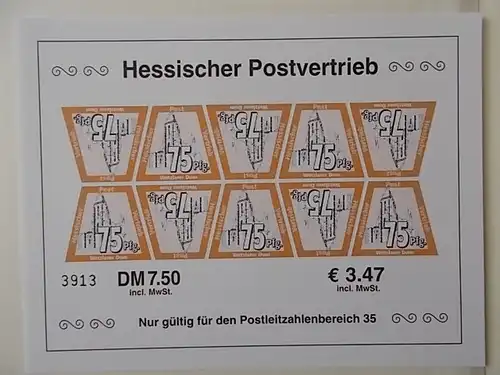 Hessischer Postvertrieb Kleinbogen postfrisch