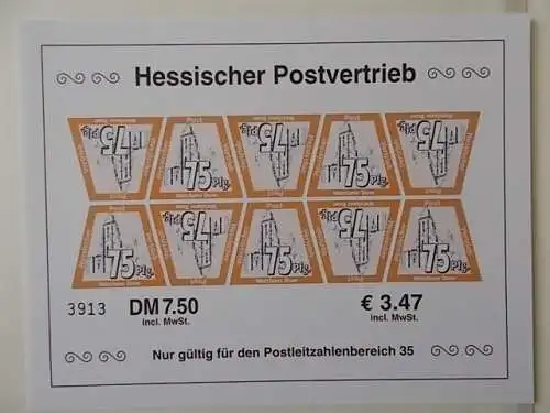 Hessischer Postvertrieb Kleinbogen postfrisch