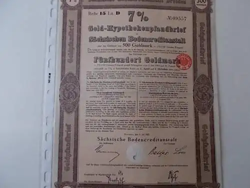 Gold-Hypothekenpfandbrief Sächsische Bodencreditanstalt Dresden