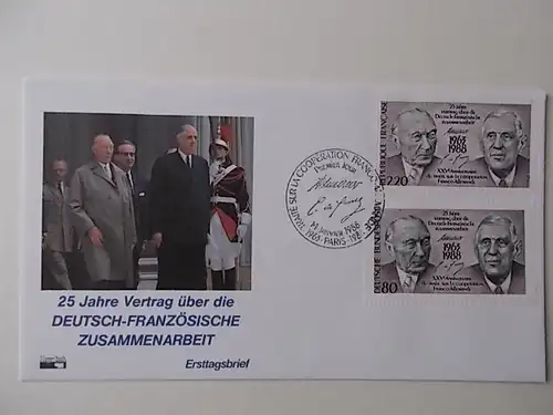 Bund doppal FDC 25 Jahre Deutsch-Französiche Zusammenarbeit