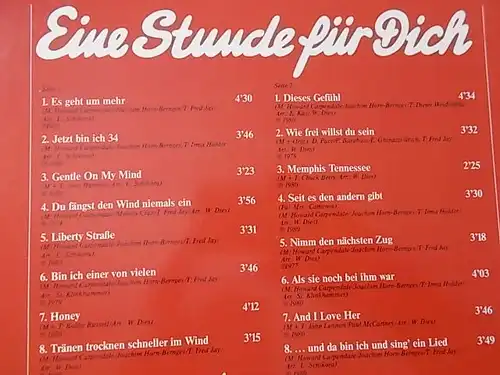 LP Howard Carpendale, Eine Stunde für Dich