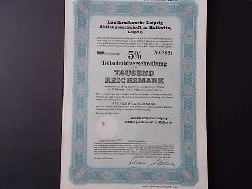 Teilschuldverschreibung Landkraftwerke Leipzig AG in Kulkwitz