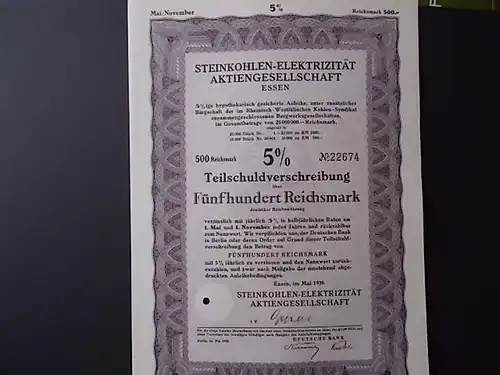 Teilschuldverschreibung Steinkohlen Elektrizitätswerk AG Essen