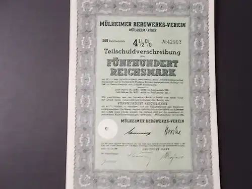 Mülheimer Bergwerks-Verein Teilschuldverschreibung  500 RM von 1940