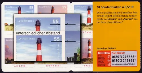 75aI MH Leuchttürme MIT Grünem Punkt, Erstverwendungsstempel Bonn 03.07.2008