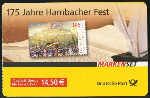 68a MH Hambacher Fest, 4. Deckelseite MIT Grünem Punkt, ** postfrisch