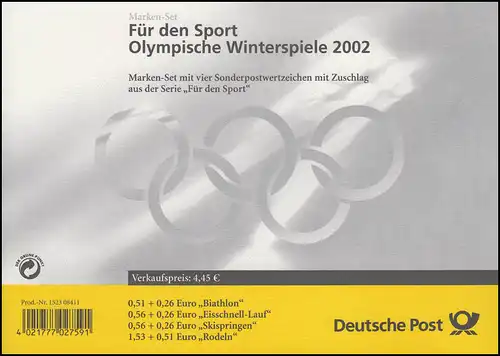 47 MH Winterolympiade, Versandstellenstempel Frankfurt/Main 7.2.2002