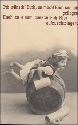 Humor-AK Gedicht vom Bier-Fass, RHEYDT (Bz. DÜSSELDORF) 8.3.1909 nach Crefeld