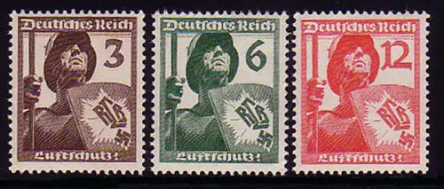 643-645 Luftschutz 1937 - kompletter Satz, postfrisch **
