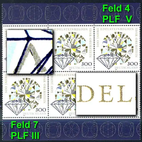1911III+V Edelsteinregion: 6er-Block mit beiden PLF III und V, Felder 7+4, **