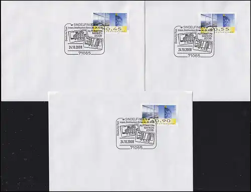 ATM 7 Post Tower Bonn TS 1, 6 Valeurs 45-390 C: 6 FDC ESSt Sindelfingen 24.10.08