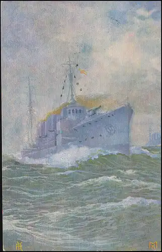 NAVIRE MARINE FRANÇAIS POST No 107 - 1917 SMS Derfflinger sur carte postale de champ