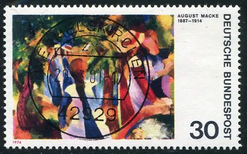 816 August Macke mit PLF blauer Fleck unten rechts, Feld 4, gestempelt