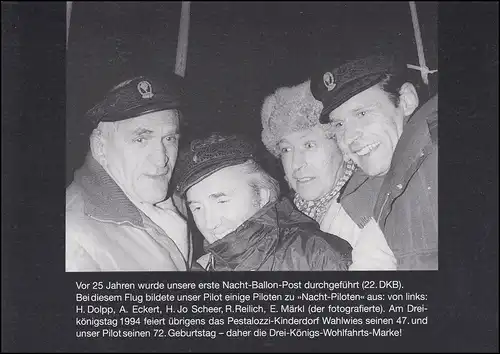 Luftschiffspost DKL 20 PESTALOZZI Neujahrsflug / Nachtflug STOCKACH 1.1.1994