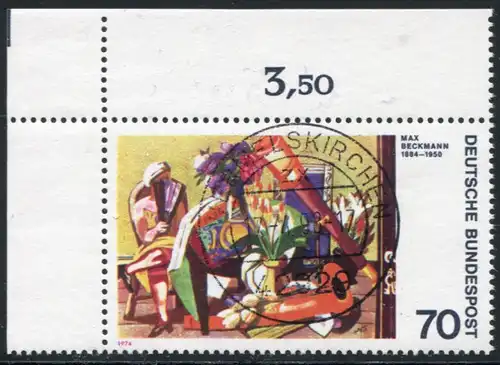 822 Max Beckmann: Coin supérieur gauche avec encoches PLF dans le Wade, champ 1, cacheté