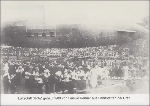 Poste de dirigeable DKL 14 PESTALOZZI Pro Juventute GRAZ Foire Marque + Münze 22.5.1992