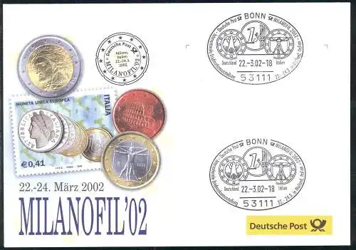 Ausstellungsbeleg Nummer 67 MILANOFIL Mailand 2002 - OHNE Marken, aber mit 2 SSt