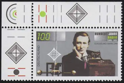 1803 Radio - coin supérieur gauche - pli vertical et surimpressionné surplombant **