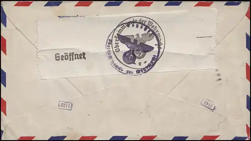 Lettre de censure: Lettre d'Aviation des Etats-Unis Sharon 9.1.1941 vers Mülheim/Ruhr
