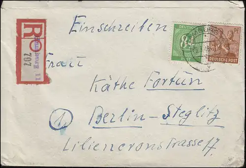 936+951 Communauté MiF Not-R-Zettel HAMBURG 11 - 6.3.1948 vers BERLIN-STEGLITZ