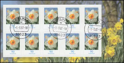 61 MH Narzisse mit Tagesstempel der Versandstelle BERLIN 1.3.2007