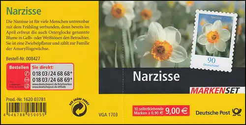 61 MH Narzisse mit Tagesstempel der Versandstelle BERLIN 1.3.2007