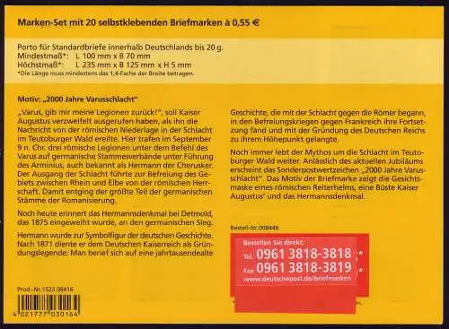 79Lb MH Varusschlacht mit kleinem, roten Aufkleber, postfrisch **