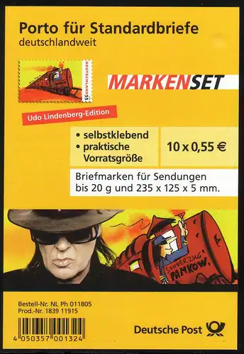 FB 10 Udo Lindenberg - Sonderzug nach Pankow, Folienblatt 10x2808, **
