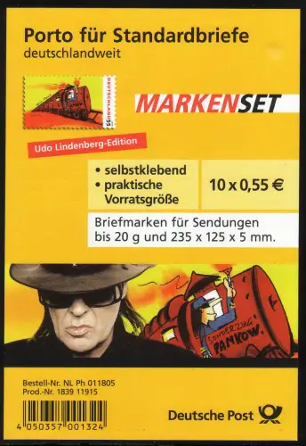 FB 10 Udo Lindenberg - Train spécial à Pankow, feuille 10x2808, **