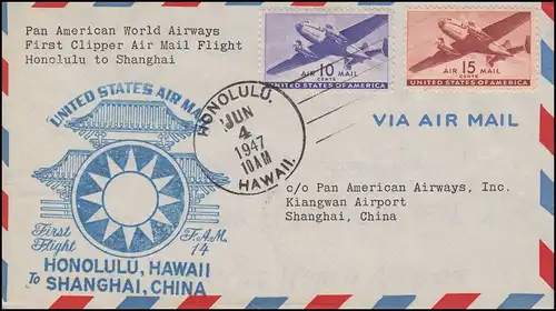 Erstflug Honolulu - Shanghai/China per PAN American World A. FAM 14 - 4.6.1947
